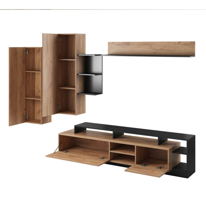 Meblościanka ALVDAL - Dąb - Antracyt - Bezuchwytowa - obrazek 4