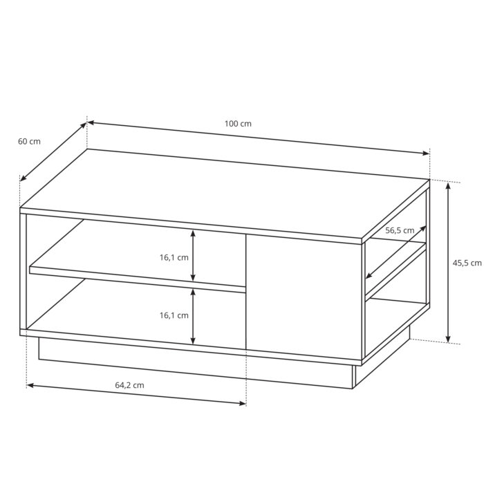 Stolik Kawowy ANDEBU - Dąb - Szary Grafit - obrazek 2