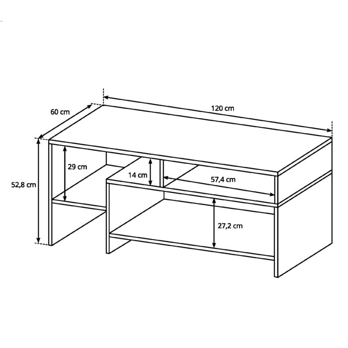 Stolik Kawowy ALVDAL - Dąb - Biały - Półki - obrazek 2