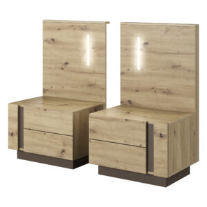 Zestaw 2 Stoliki Nocne ANDEBU - Dąb - Szary Grafit - Szuflady