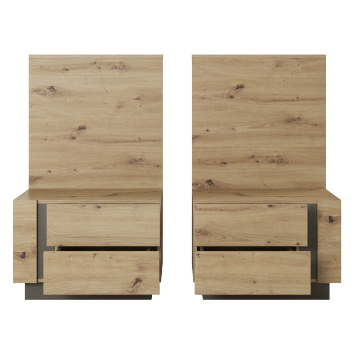 Zestaw 2 Stoliki Nocne ANDEBU - Dąb - Szary Grafit - Szuflady - obrazek 3
