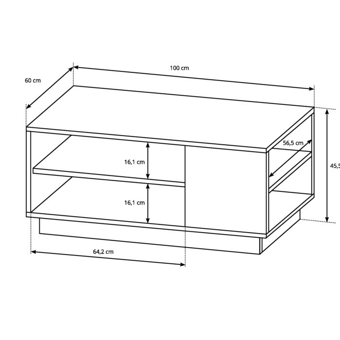 Stolik Kawowy ETNE - Dąb - Biały - Półka - obrazek 2