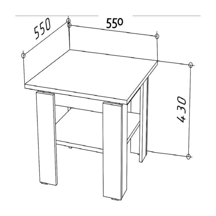 Stolik Kawowy Sola - Szary - Dąb - Dodatkowa Półka - Szerokość 55 cm, Wysokość 43 cm, Głębokość 55 cm - obrazek 2