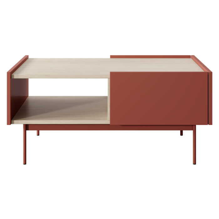Stolik Kawowy Kelowna - Red, Oak - Two Drawers - Width 97 cm, Height 45 cm, Depth 65 cm - obrazek 7