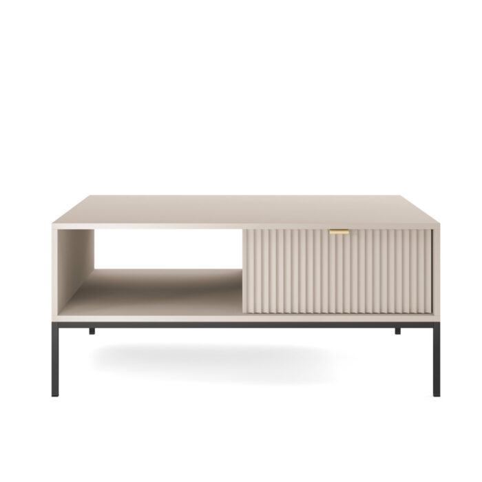 Stolik kawowy NANAIMO - Kaszmirowy - Złote Uchwyty - Z Szufladą - Szerokość 104 cm, Wysokość 48 cm, Głębokość 68 cm - obrazek 5