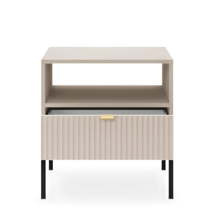 Nocny stół NANAIMO - Kaszmirowy - Złote Uchwyty - Z Szufladą - Szerokość 54 cm, Wysokość 56 cm, Głębokość 39 cm - obrazek 4