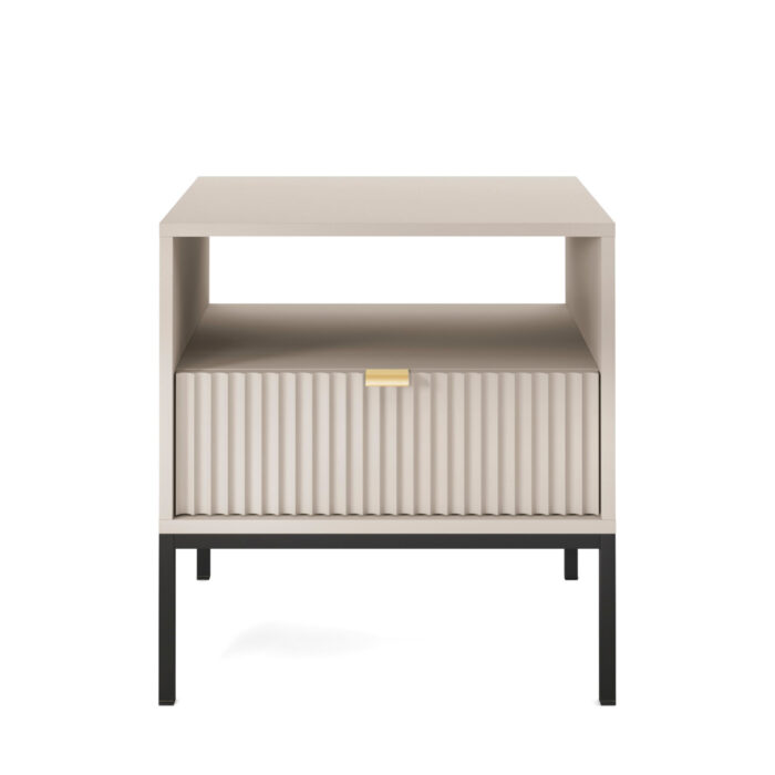 Nocny stół NANAIMO - Kaszmirowy - Złote Uchwyty - Z Szufladą - Szerokość 54 cm, Wysokość 56 cm, Głębokość 39 cm - obrazek 7