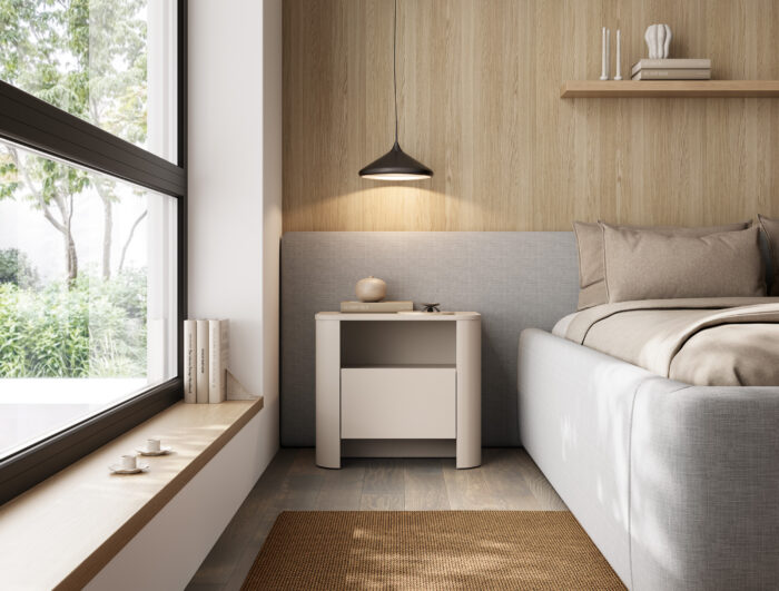 Nocna Szafka AMOS - Kaszmir - Zaokrąglona - Cichy Domyk - Szuflada - Szerokość 58 cm, Wysokość 52 cm, Głębokość 39 cm - obrazek 6