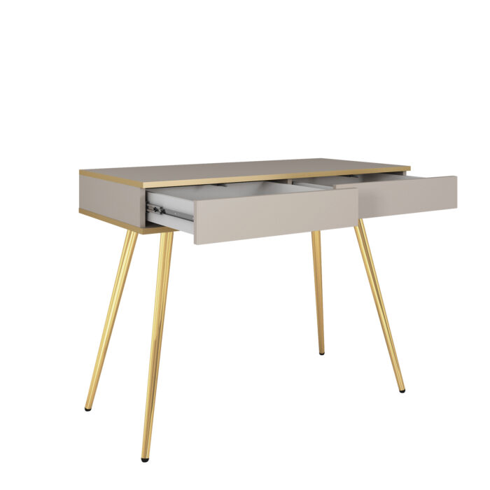 Toaletka Banff T102 - Czarna - Złote dodatki - 2 Szuflady - Szerokość 102 cm, Wysokość 80 cm, Głębokość 50 cm - obrazek 4