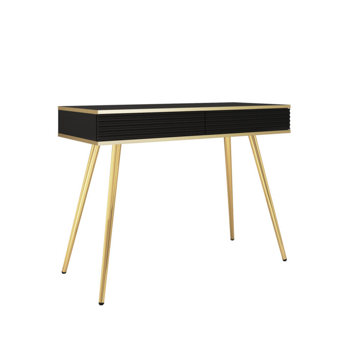 XMEBSKRTOAPI00102302_00.jpg Toaletka Banff T102 - MDF - Czarne - Ryflowane Fronty - 2 Szuflady - Szerokość 102 cm, Wysokość 80 cm, Głębokość 50 cm - obrazek 1