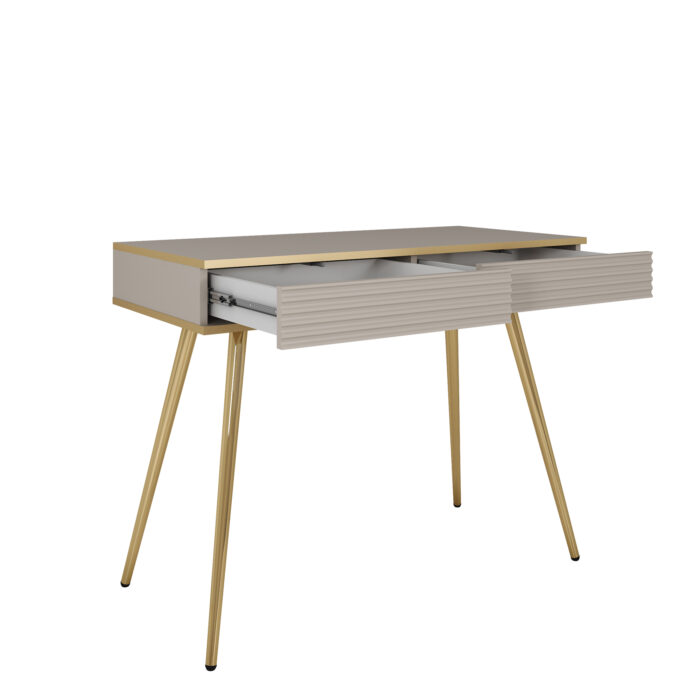 Toaletka Banff T102 - MDF - Czarne - Ryflowane Fronty - 2 Szuflady - Szerokość 102 cm, Wysokość 80 cm, Głębokość 50 cm - obrazek 4