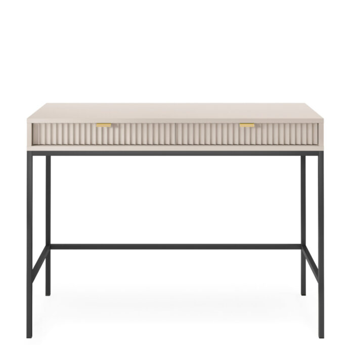 Toaletka NANAIMO - Kashmir - Złote Uchwyty - Dwie Szuflady - Szerokość 104 cm, Wysokość 77 cm, Głębokość 50 cm - obrazek 7