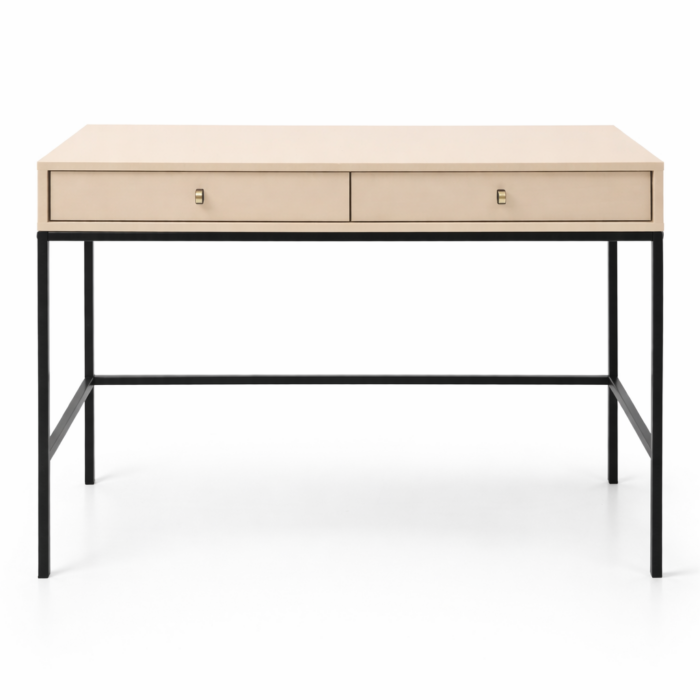 Toaletka MONCTON - Beige - Metalowe Uchwyt - 2 Szuflady - Szerokość 104 cm, Wysokość 77 cm, Głębokość 50 cm - obrazek 5