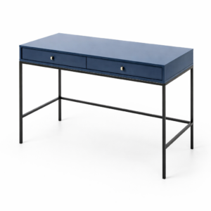 Toaletka MONCTON - Blu granatowy - Uchwyty metalowe - 2 szuflady - Szerokość 104 cm, Wysokość 77 cm, Głębokość 50 cm