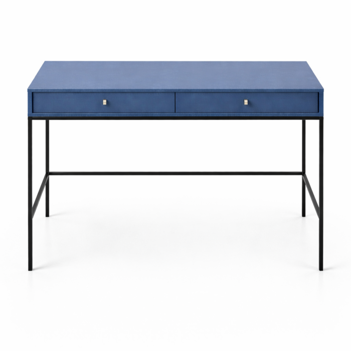 Toaletka MONCTON - Blu granatowy - Uchwyty metalowe - 2 szuflady - Szerokość 104 cm, Wysokość 77 cm, Głębokość 50 cm - obrazek 5