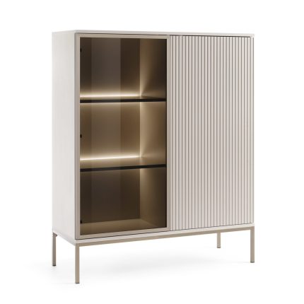 Laval WT104 – witryna z oświetleniem LED, kaszmir, szerokość 104 cm, wysokość 126 cm, głębokość 39 cm