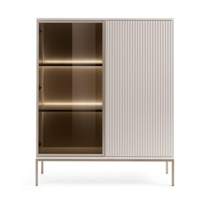 Laval WT104 – witryna z oświetleniem LED, kaszmir, szerokość 104 cm, wysokość 126 cm, głębokość 39 cm - obrazek 2