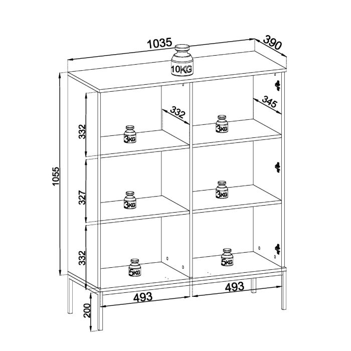 Laval WT104 – witryna z oświetleniem LED, kaszmir, szerokość 104 cm, wysokość 126 cm, głębokość 39 cm - obrazek 5