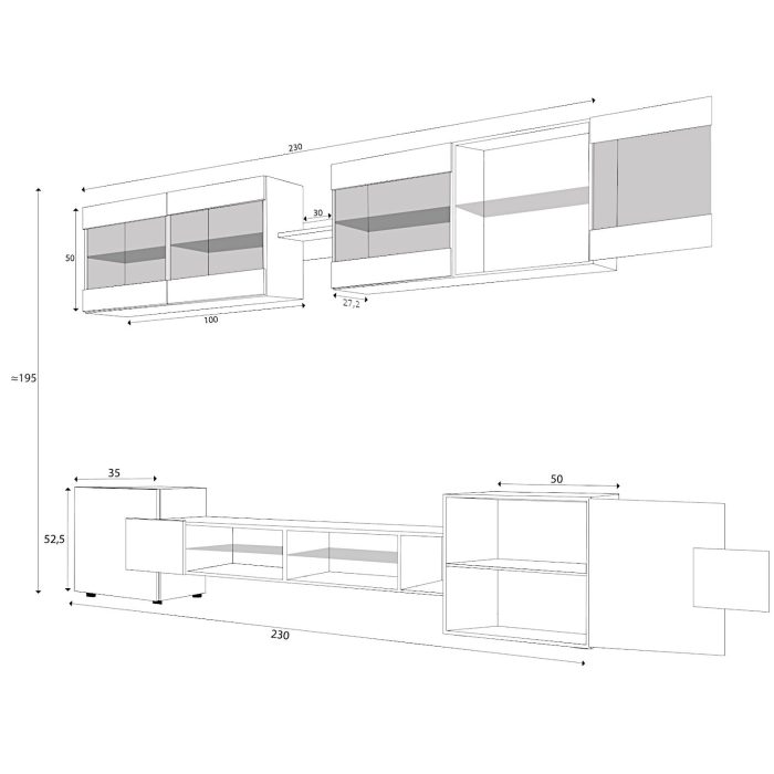 Zestaw Mebli RTV Foggia, Czarny/Czarny Oświetlenie LED RGB - obrazek 3