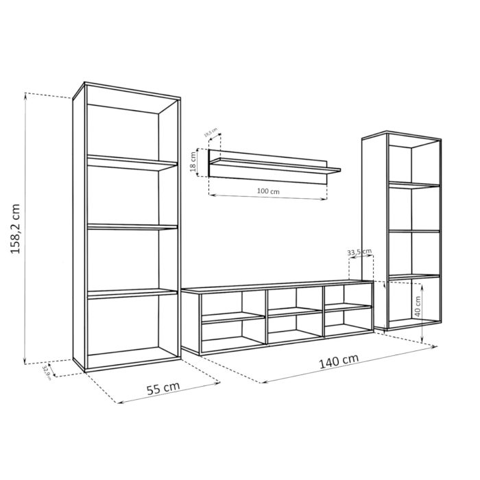 Zestaw Mebli RTV Taranto Grande, Czarny - obrazek 3
