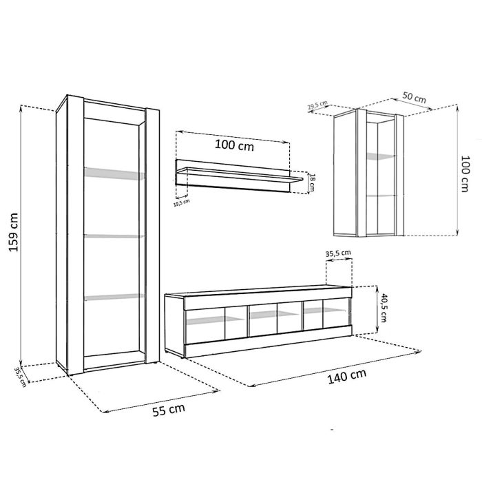 Zestaw Mebli RTV Tivoli Medio, Czarny/Czarny - obrazek 3