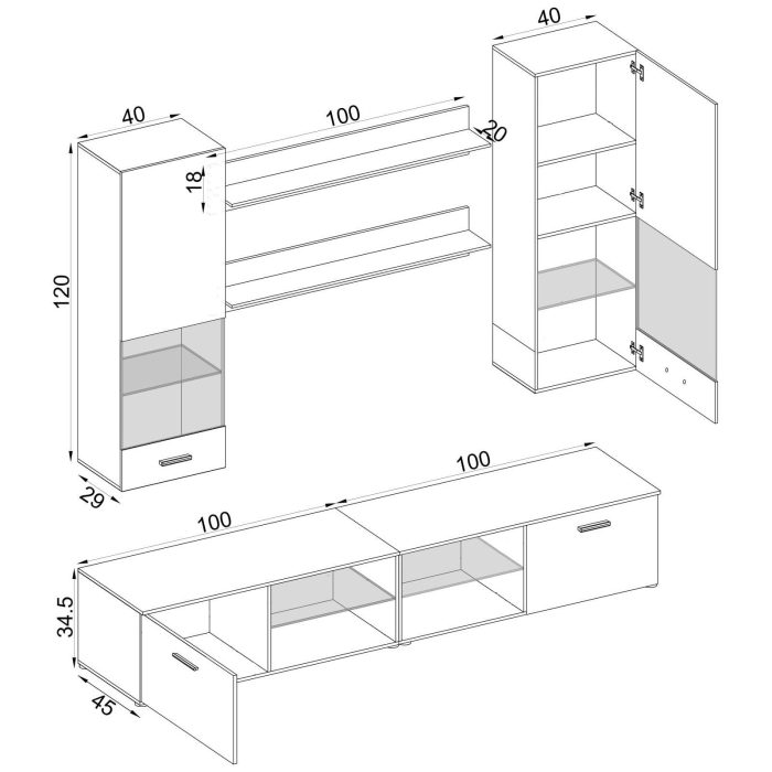 Zestaw Mebli RTV Varallo, Wotan/Wotan Oświetlenie LED RGB - obrazek 3